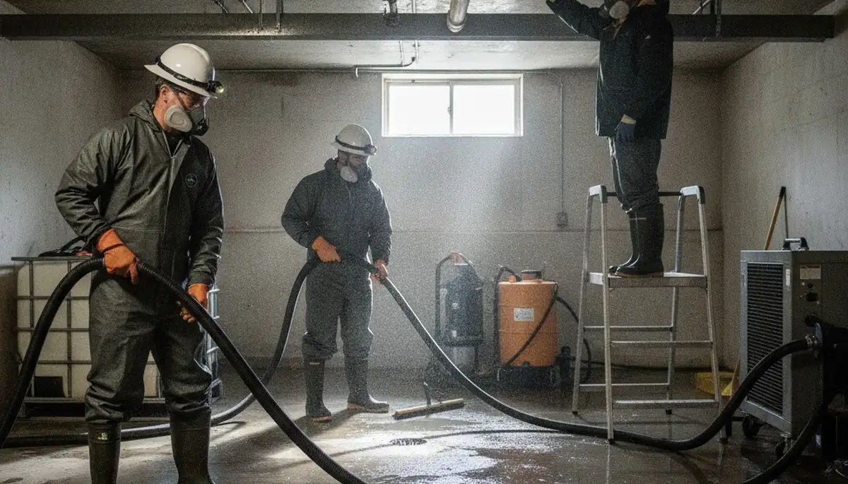 Burst pipe cleanup crew restoring a Palmdale, CA home after water damage