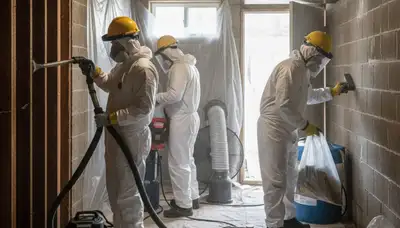 Palmdale, CA mold removal technician inspecting water damage in a home to prevent hidden growth