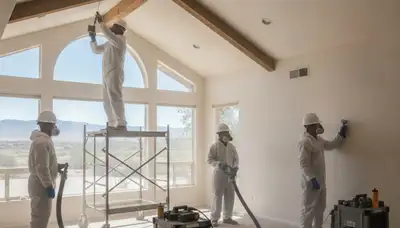 Water damage restoration team in Palmdale, CA inspecting moisture and cleanup work